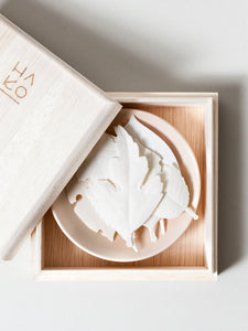 HA KO Paper Incense - Wooden Box Set of 6 with Incense Mat and Dish